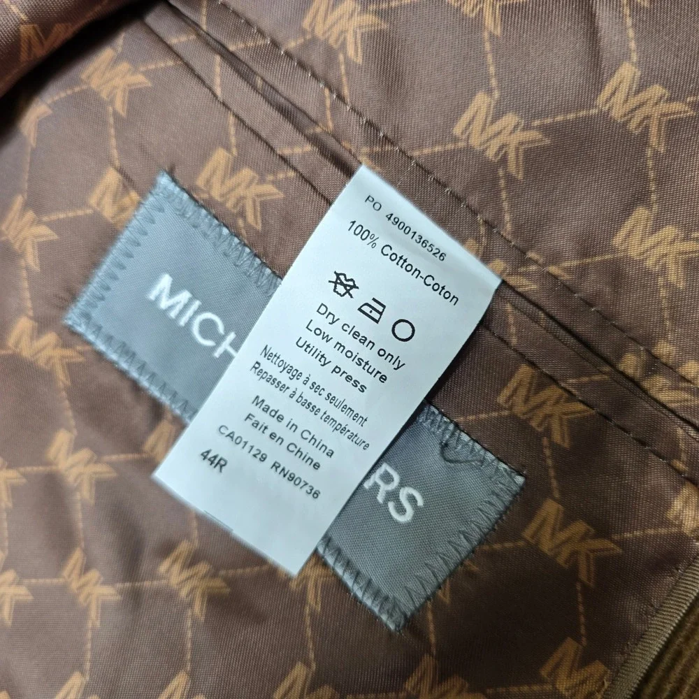 Michael Kors Corduroy Sport Coat‎ Mens 44R 44 Vicuna Brown Classic Fit $295 NEW
